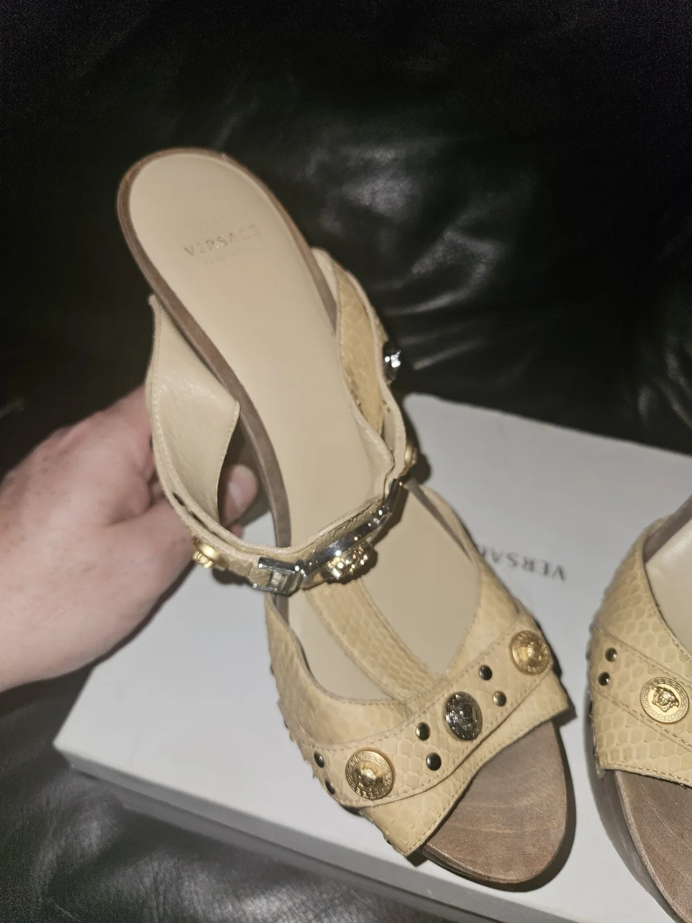 Versace Medusa Unique Clogs Mules Beige - Made In Italy